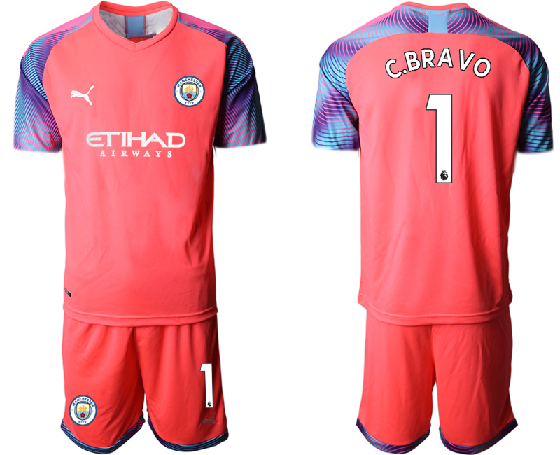 Men 2020-2021 club Manchester City goalkeeper red #1 Soccer Jerseys->->Soccer Club Jersey